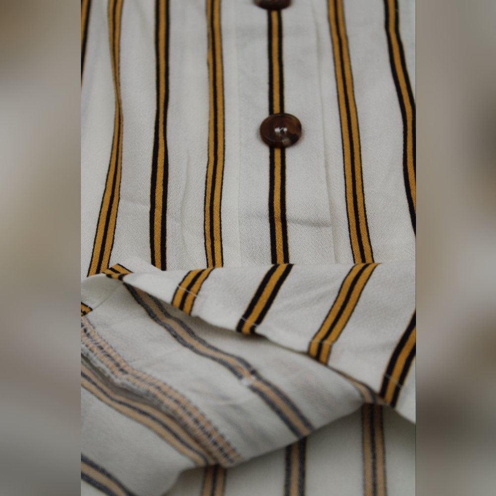 NWT Maurices Off-the-Shoulder Striped Blouse – Mustard & Cream - Picture 3 of 8